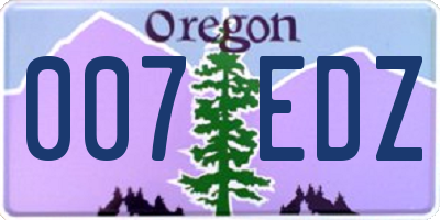 OR license plate 007EDZ