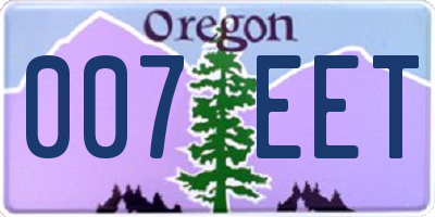 OR license plate 007EET