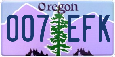 OR license plate 007EFK