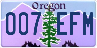 OR license plate 007EFM