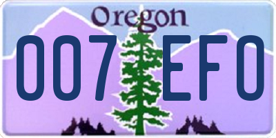 OR license plate 007EFO