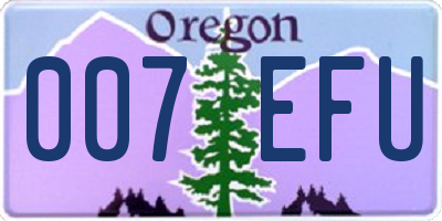 OR license plate 007EFU