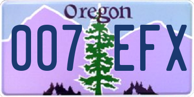 OR license plate 007EFX