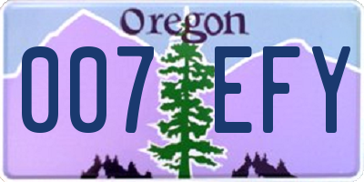 OR license plate 007EFY