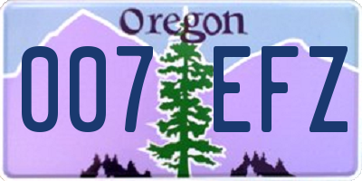 OR license plate 007EFZ