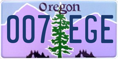 OR license plate 007EGE