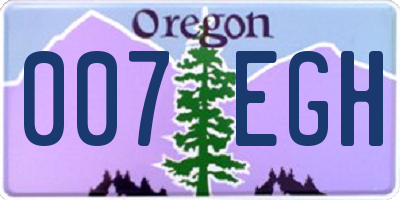 OR license plate 007EGH