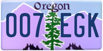 OR license plate 007EGK