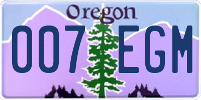 OR license plate 007EGM