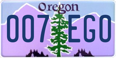 OR license plate 007EGO