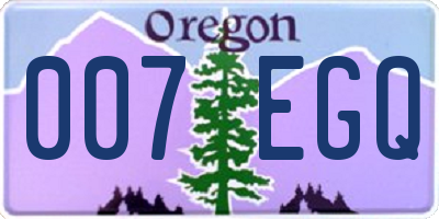 OR license plate 007EGQ