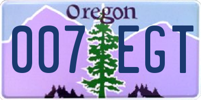 OR license plate 007EGT