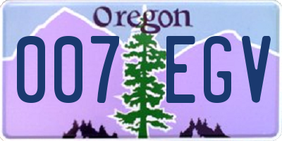 OR license plate 007EGV