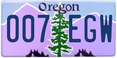 OR license plate 007EGW