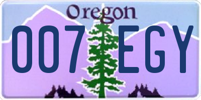 OR license plate 007EGY