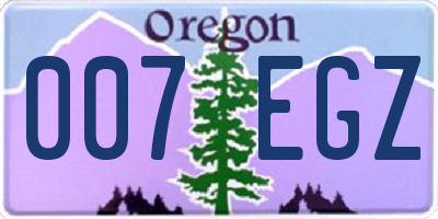 OR license plate 007EGZ