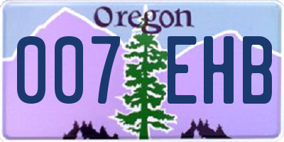 OR license plate 007EHB