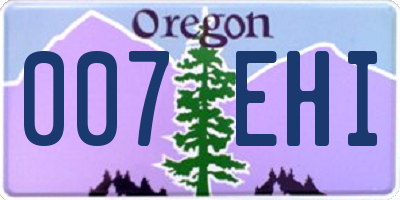OR license plate 007EHI