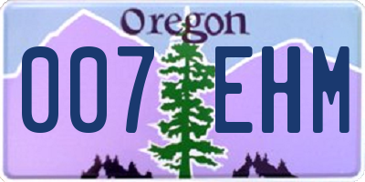 OR license plate 007EHM