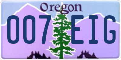 OR license plate 007EIG