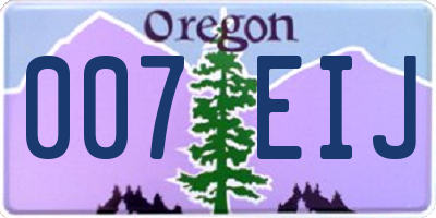 OR license plate 007EIJ