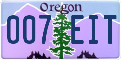 OR license plate 007EIT
