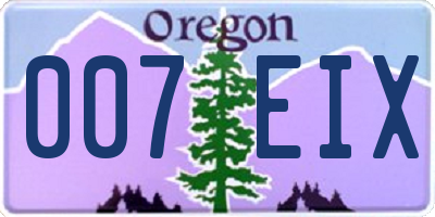 OR license plate 007EIX