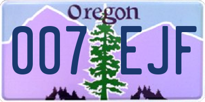 OR license plate 007EJF