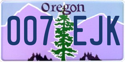 OR license plate 007EJK