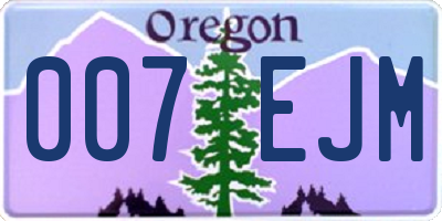 OR license plate 007EJM