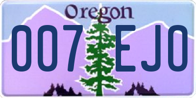 OR license plate 007EJO