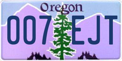 OR license plate 007EJT