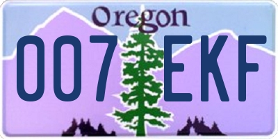 OR license plate 007EKF