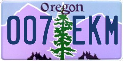 OR license plate 007EKM