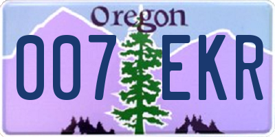 OR license plate 007EKR