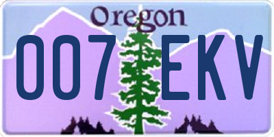OR license plate 007EKV