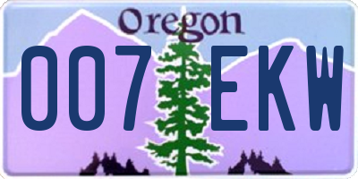 OR license plate 007EKW