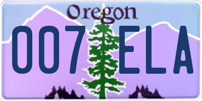 OR license plate 007ELA