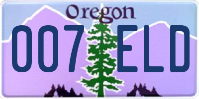 OR license plate 007ELD