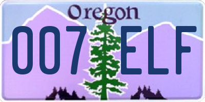 OR license plate 007ELF