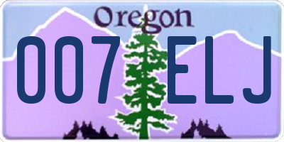 OR license plate 007ELJ