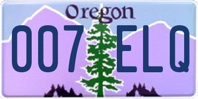OR license plate 007ELQ