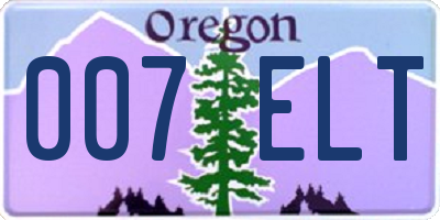 OR license plate 007ELT