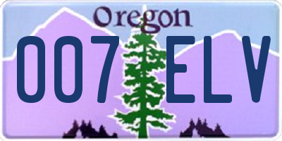 OR license plate 007ELV
