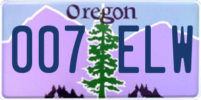 OR license plate 007ELW