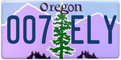 OR license plate 007ELY