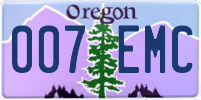 OR license plate 007EMC
