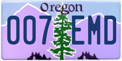 OR license plate 007EMD