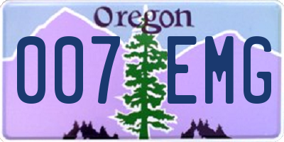 OR license plate 007EMG