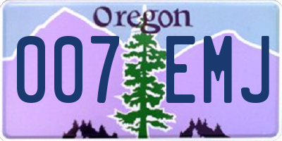 OR license plate 007EMJ